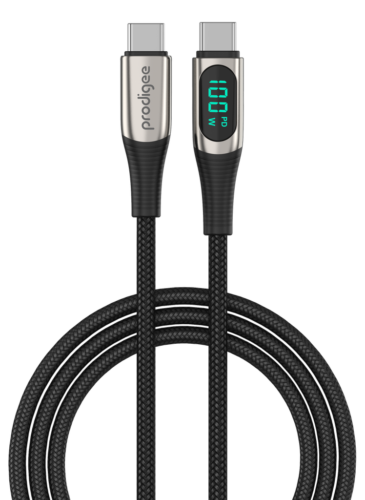 PRODIGEE ENERGEE DIGITAL CABLE WITH DISPLAY USB-C TO USB-C 100W 1.8M BLACK