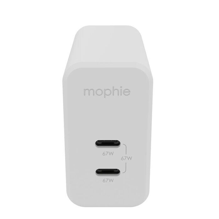 MOPHIE FAST CHARGING DUAL GAN ADAPTER CHARGER 67W 2X USB-C WHITE EU PLUG