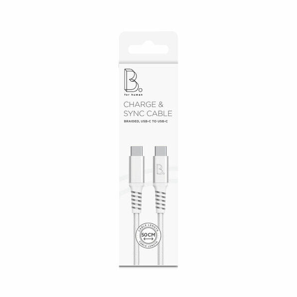 B.ON COTTON FAST CHARGING USB-C TO USB-C CABLE 0.5M WHITE