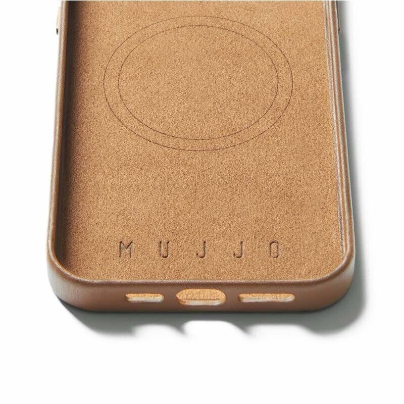 MUJJO STYLISH PROTECTION FULL LEATHER CASE IPHONE 15 PRO DARK TAN BROWN