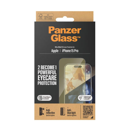 PANZERGLASS EYECARE SCREEN GLASS PROTECTOR ULTRAWIDE EASYALIGNER IPHONE 15PRO