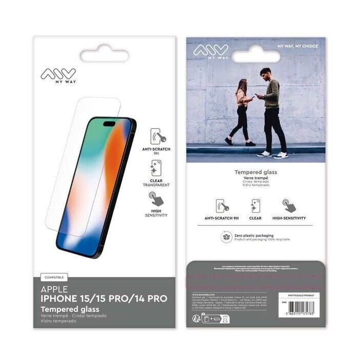 MYWAY FLAT TEMPERED GLASS IPHONE 14 PRO/15/15 PRO