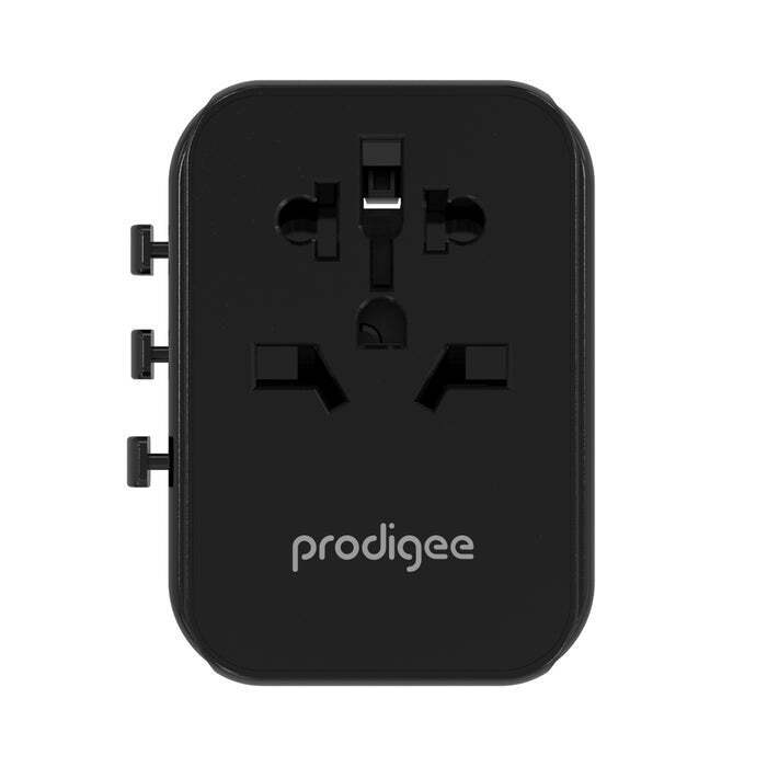 PRODIGEE ENERGEE POWER ADAPTER WORLD TRAVELER 1xUSB-C 3xUSB-A BLACK US/EU/UK/AUS