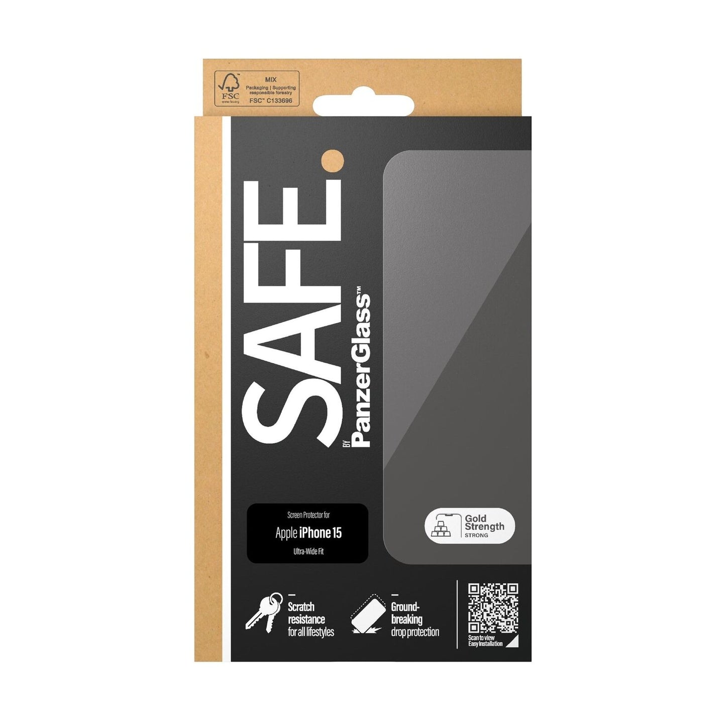 PANZERGLASS SAFEBY SCREEN GLASS PROTECTOR ULTRAWIDE FIT IPHONE 15