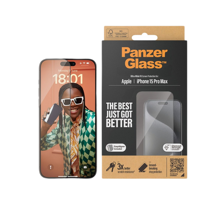 PANZERGLASS SCREEN GLASS PROTECTOR ULTRAWIDE FIT WEASYALIGNER IPHONE 15 PRO MAX