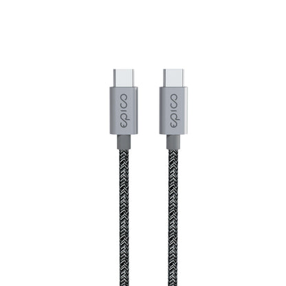 EPICO FAST CHARGING DATA SYNC USB-C TO USB-C BRAIDED CABLE 240W 2M GREY