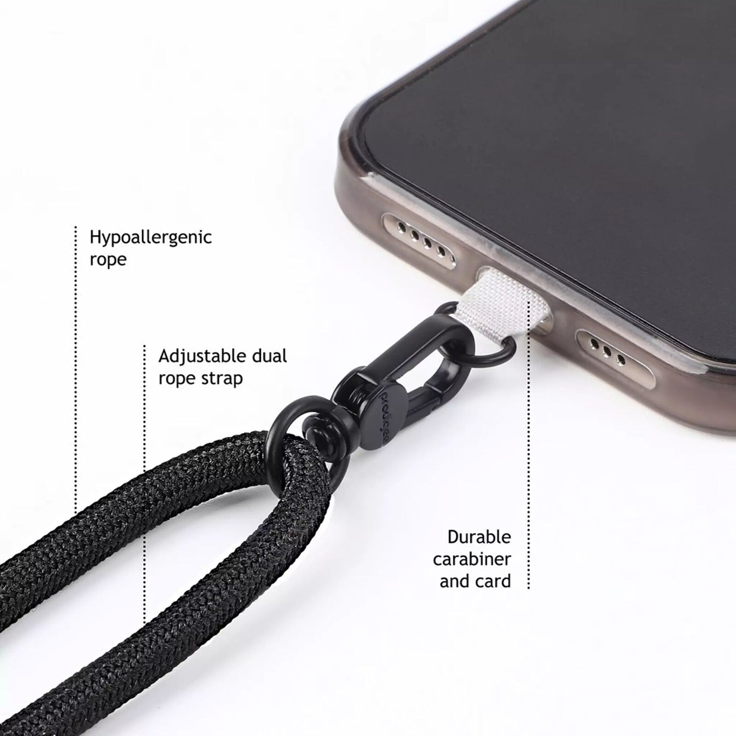 PRODIGEE UNIVERSAL ADJUSTABLE NECK STRAP IN SLEEK BLACK