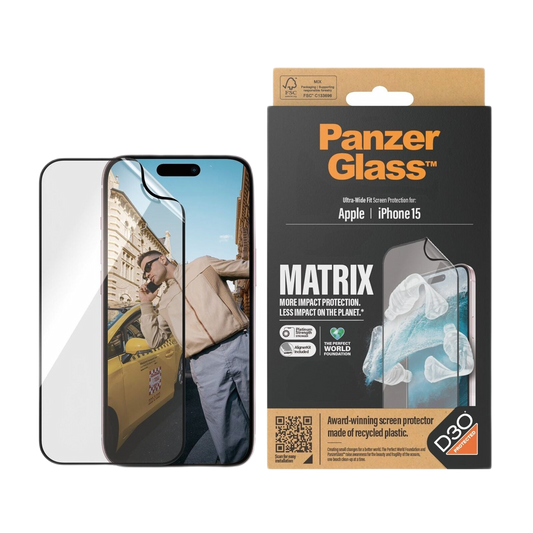 PANZERGLASS MATRIX SCREEN GLASS PROTECTOR WITH D3O IPHONE 15