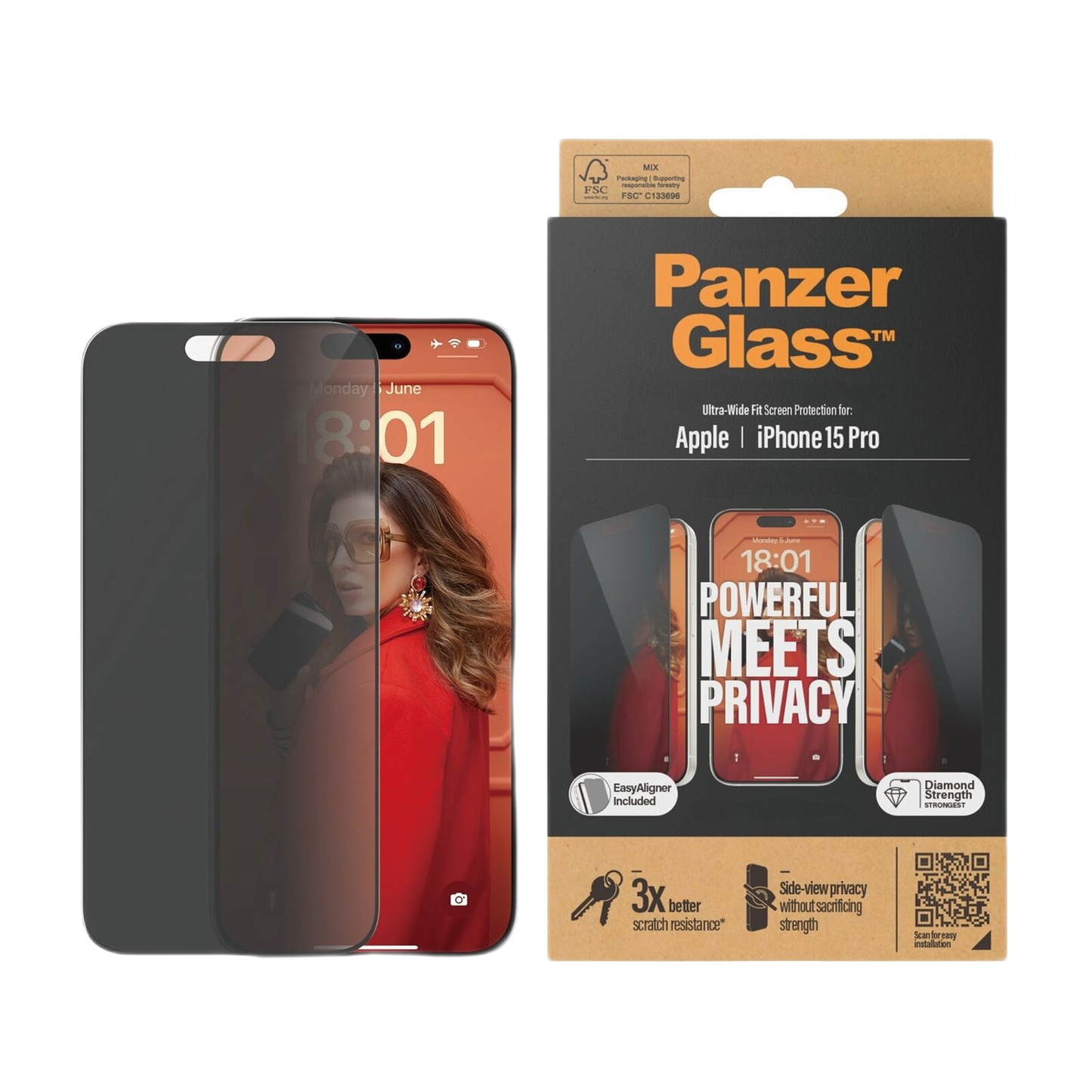 PANZERGLASS PRIVACY SCREEN GLASS PROTECTOR IPHONE 15 PRO