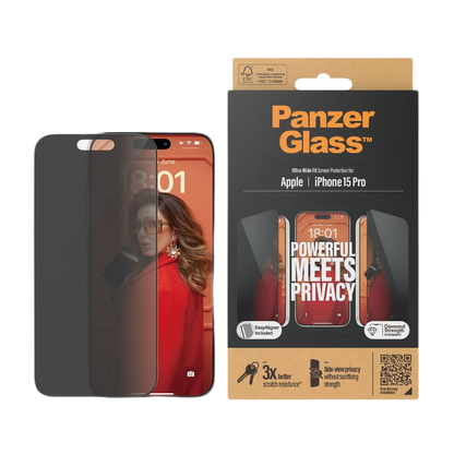 PANZERGLASS PRIVACY SCREEN GLASS PROTECTOR IPHONE 15 PRO