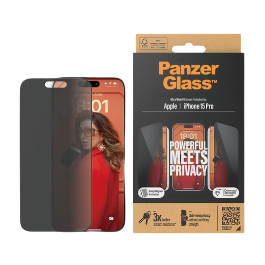 PANZERGLASS PRIVACY SCREEN GLASS PROTECTOR IPHONE 15 PRO