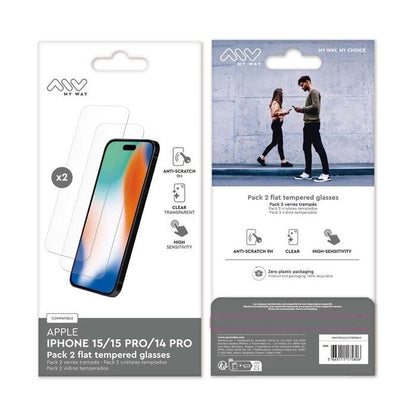 MYWAY FLAT TEMPERED GLASS IPHONE 14 PRO/15/15 PRO 2PCS