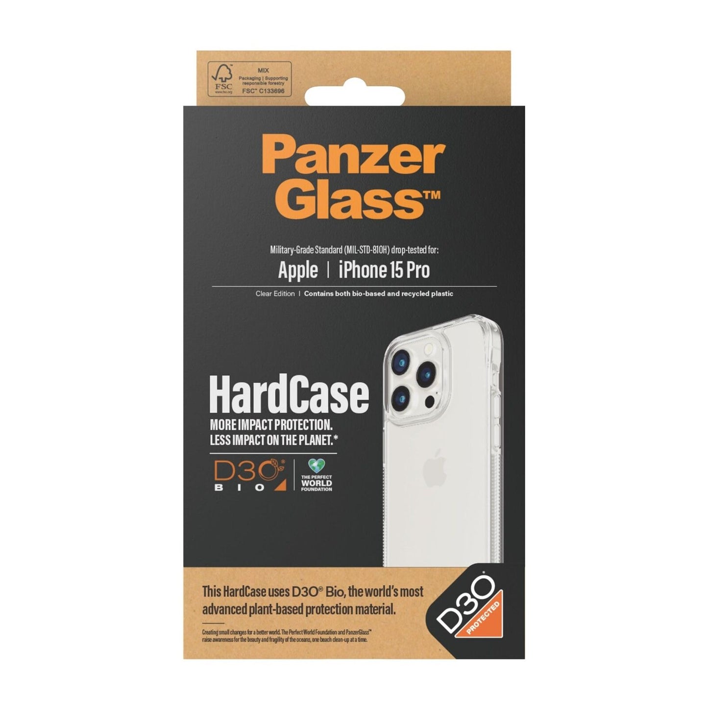 PANZERGLASS HARDCASE WITH D3O IPHONE 15 PRO CLEAR