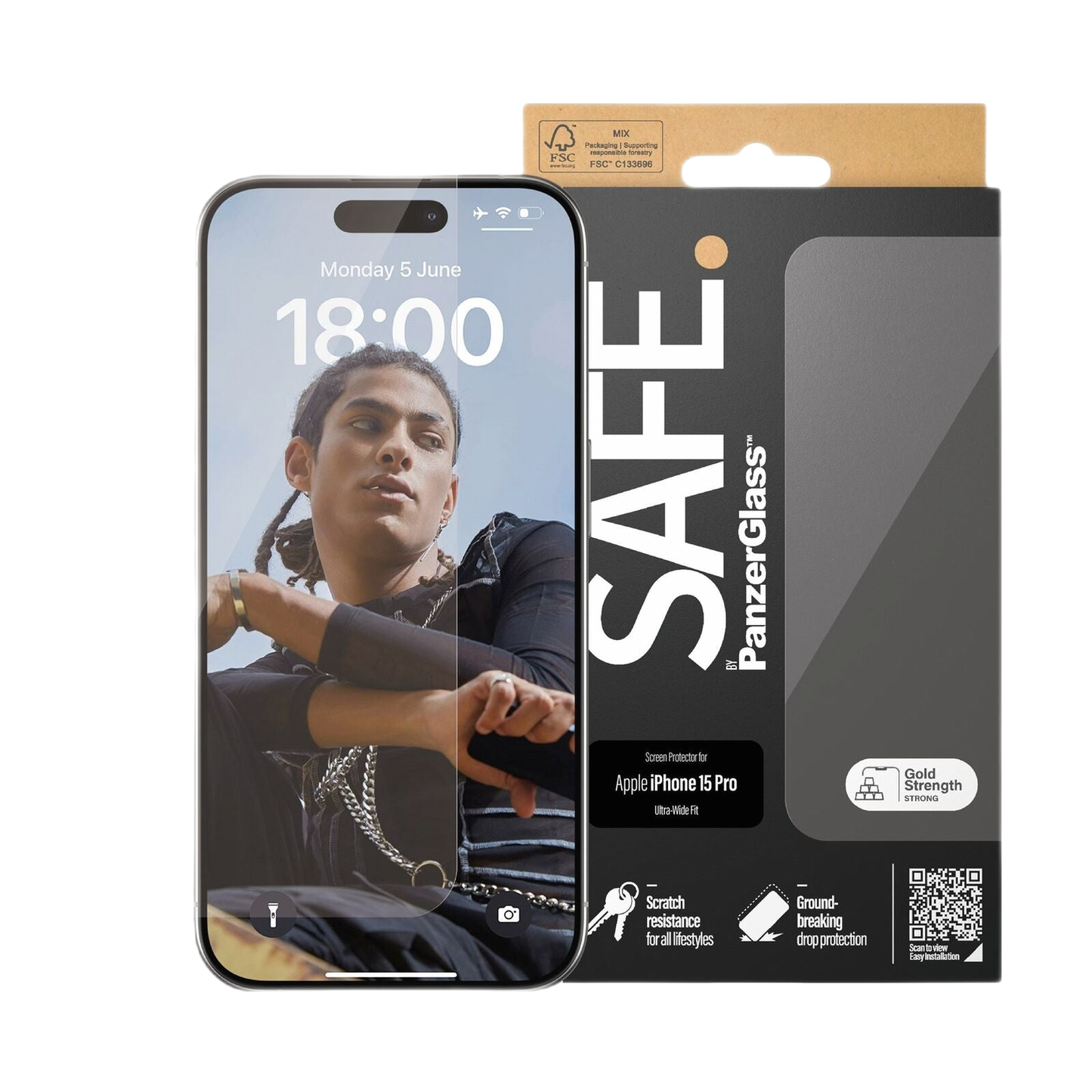 PANZERGLASS SAFEBY SCREEN GLASS PROTECTOR ULTRAWIDE FIT IPHONE 15 PRO