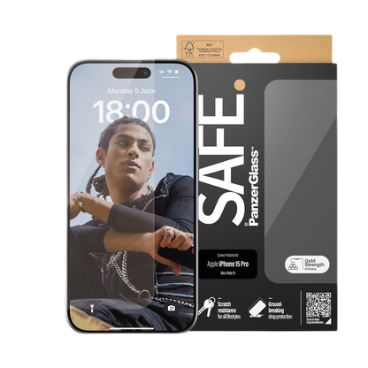 PANZERGLASS SAFEBY SCREEN GLASS PROTECTOR ULTRAWIDE FIT IPHONE 15 PRO