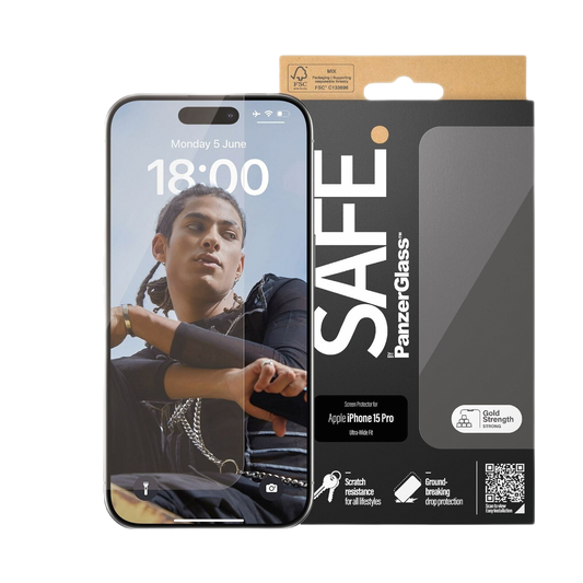 PANZERGLASS SAFEBY SCREEN GLASS PROTECTOR ULTRAWIDE FIT IPHONE 15 PRO