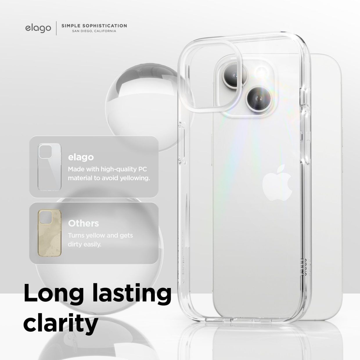 ELAGO STYLISH PROTECTION HYBRID CASE IPHONE 15 TRANSPARENT