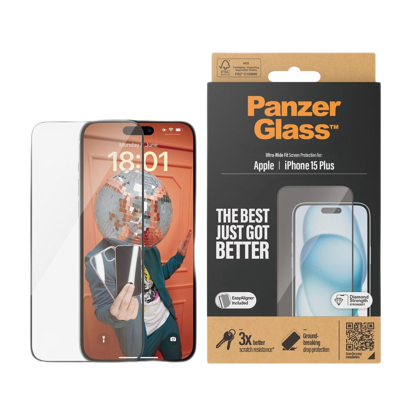 PANZERGLASS SCREEN GLASS PROTECTOR ULTRAWIDE FIT WEASYALIGNER IPHONE 15 PLUS