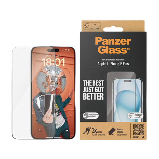 PANZERGLASS SCREEN GLASS PROTECTOR ULTRAWIDE FIT WEASYALIGNER IPHONE 15 PLUS