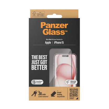 PANZERGLASS SCREEN GLASS PROTECTOR ULTRAWIDE FIT WEASYALIGNER IPHONE 15