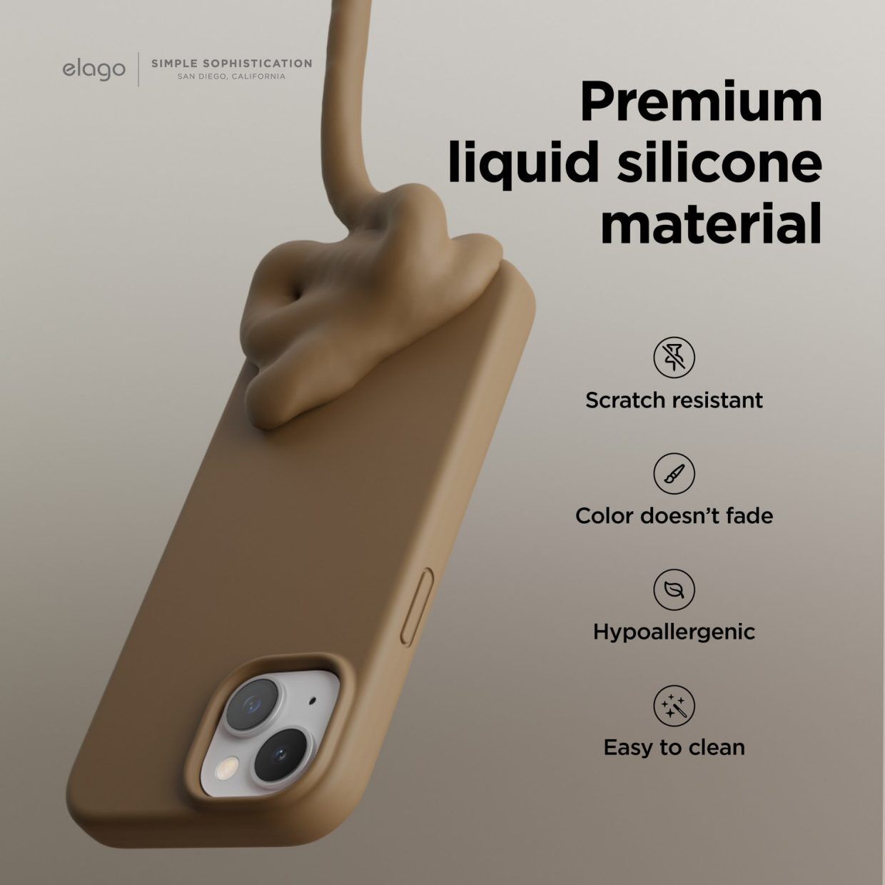 ELAGO STYLISH PROTECTION SILICONE CASE IPHONE 15 BROWN