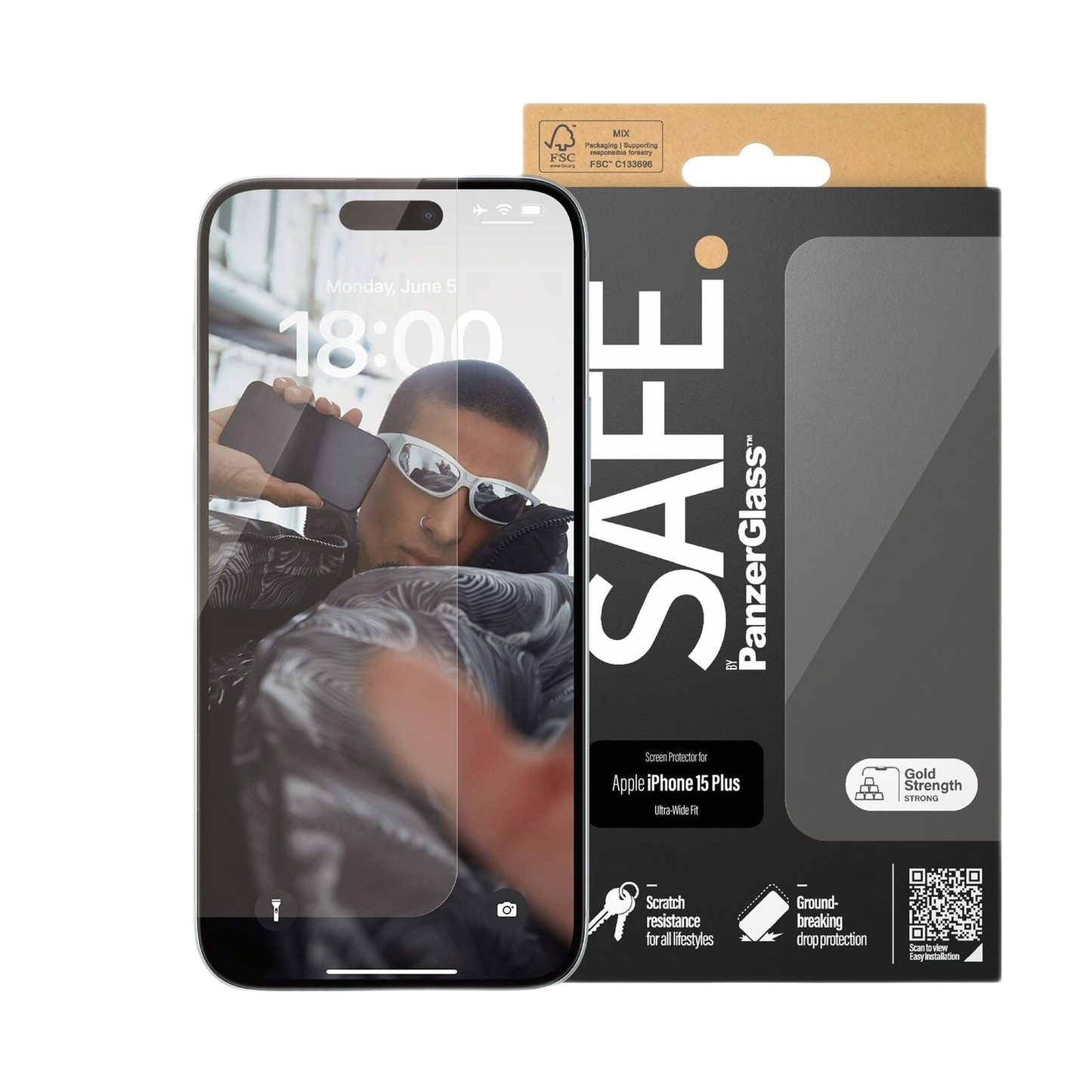 PANZERGLASS SAFEBY SCREEN GLASS PROTECTOR ULTRAWIDE FIT IPHONE 15 PLUS