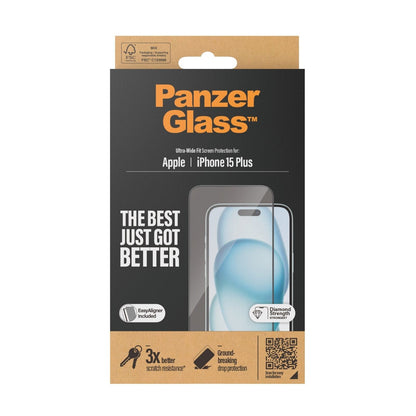 PANZERGLASS SCREEN GLASS PROTECTOR ULTRAWIDE FIT WEASYALIGNER IPHONE 15 PLUS